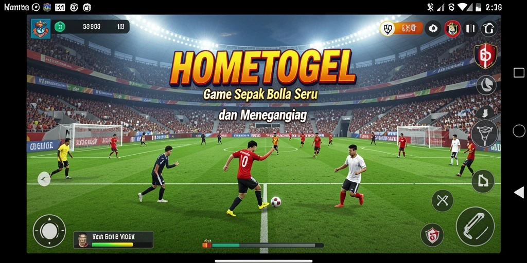 Tampilan gameplay menarik di HOMETOGEL dengan aksi sepak bola penuh adrenalin.