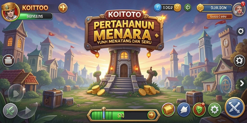 Gameplay KOITOTO menampilkan pertempuran Tower Defense yang seru dan menegangkan.
