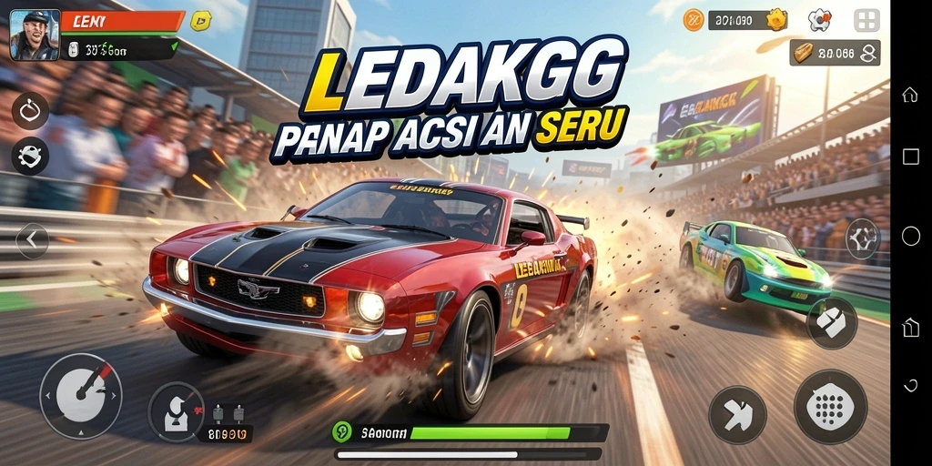 Tampilan menarik dari gameplay balap di LEDAKGG.