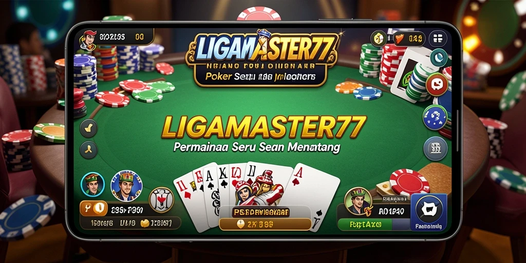 Tampilan gameplay seru di LIGAMASTER77 saat bermain Poker.