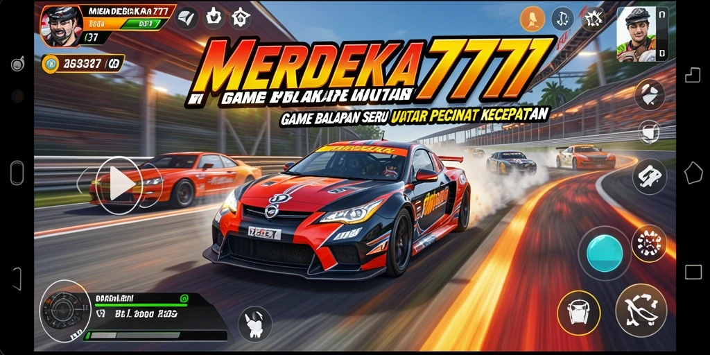 Screenshot gameplay MERDEKA777 yang menunjukkan balapan mendebarkan di trek menantang.