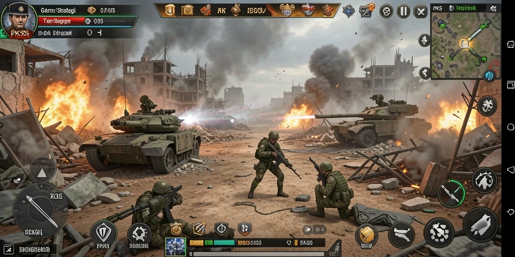 Screenshot gameplay PK95 menampilkan pertempuran strategi yang mendebarkan.