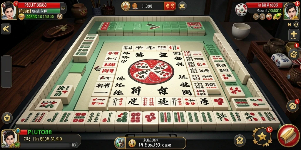 Tampilan visual menarik dari gameplay Mahjong di PLUTO88.