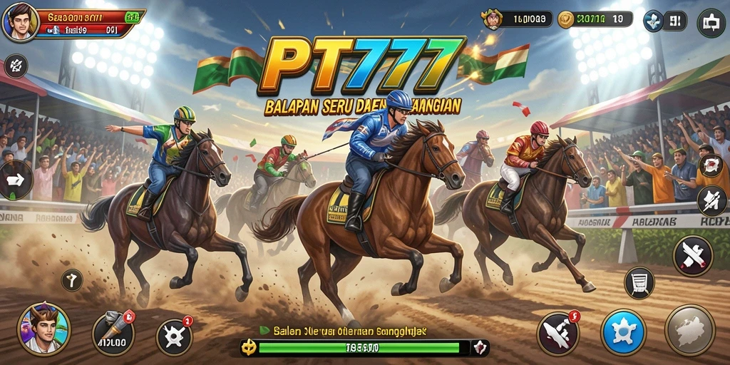 Screenshot gameplay <strong>PT777</strong> yang menampilkan balapan mendebarkan.