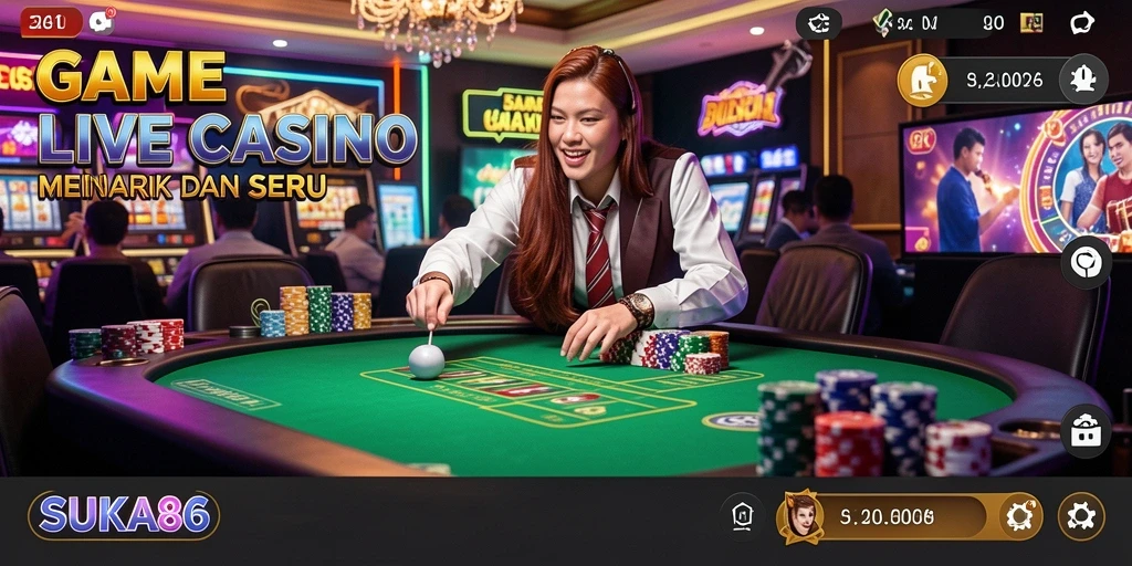 Tampilan permainan Live Casino yang mendebarkan dari SUKA86.