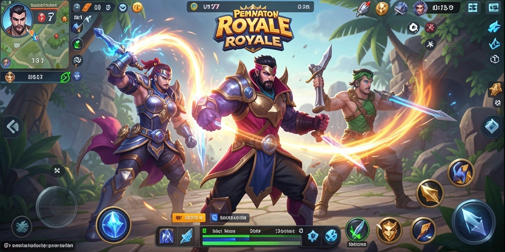 Screenshot UH77 menampilkan aksi mendebarkan dalam pertempuran Battle Royale.